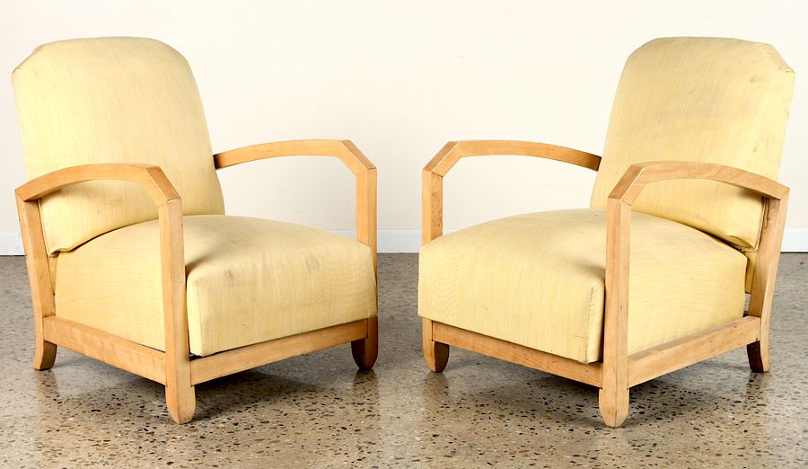 Appraisal: PAIR FRENCH SYCAMORE OPEN ARM CLUB CHAIRS C A pair