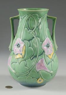 Appraisal: Roseville Morning Glory Vase Roseville Morning Glory green double handled