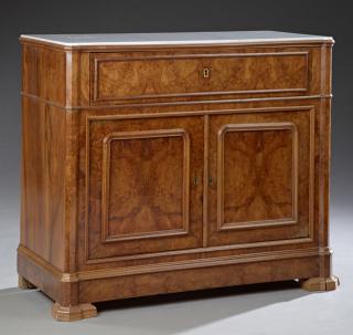 Appraisal: French Louis Philippe Carved Walnut Marble Top Sec French Louis