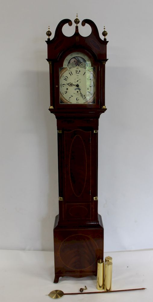 Appraisal: Thomas Hartlane Signed Mahogany Tallcase Clock Nice clock with second