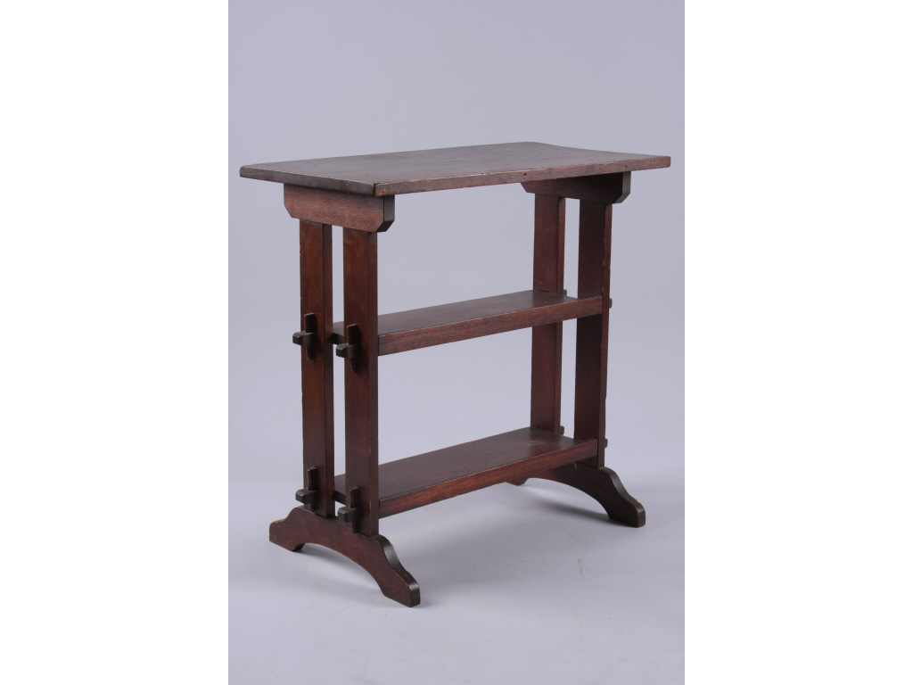 Appraisal: Roycroft Book Stand rectangular mahogany top over two mortise and