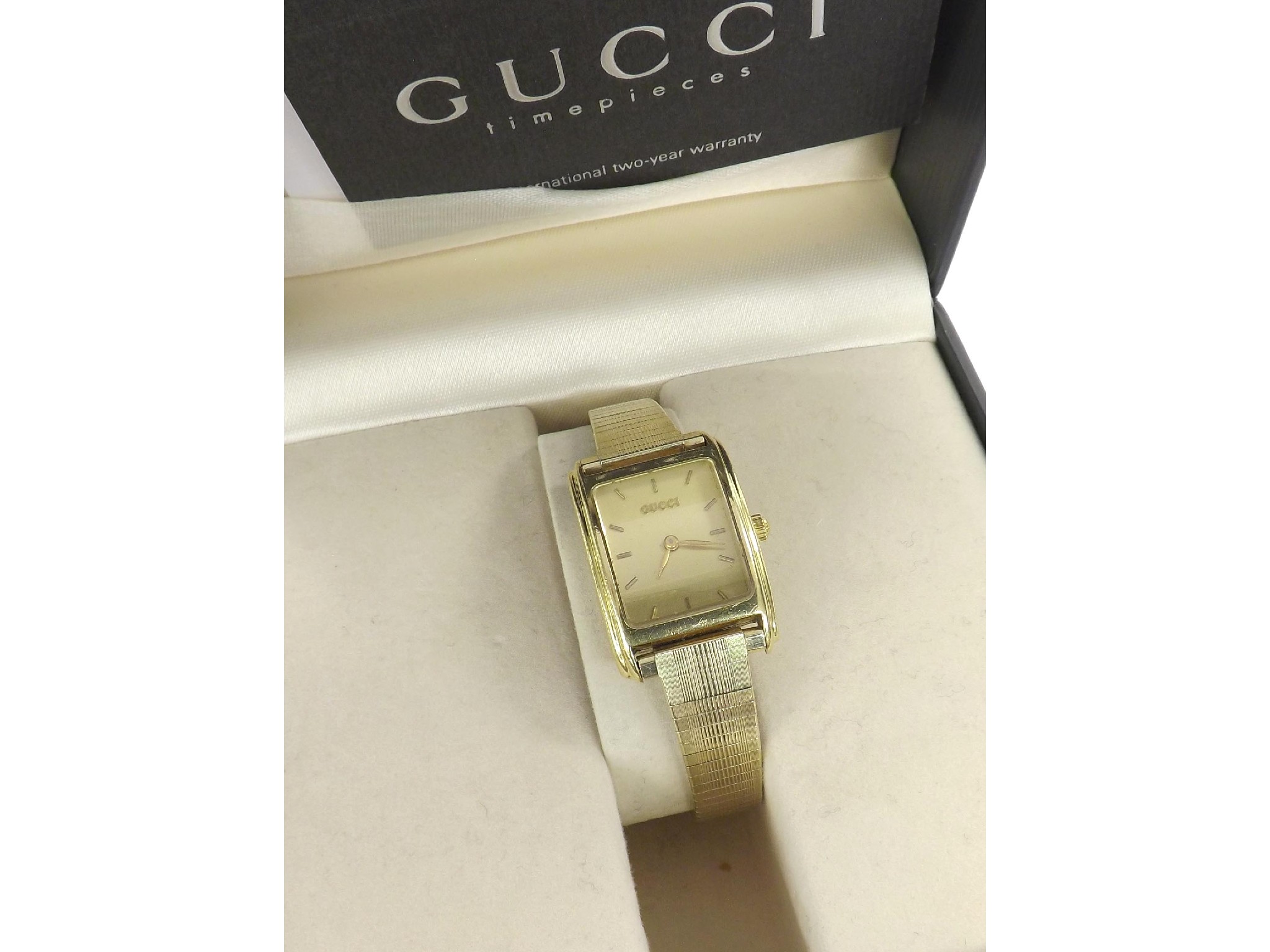 Appraisal: Gucci k lady's quartz bracelet watch ref L no plated