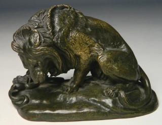 Appraisal: Antoine-Louis Bayre French - - Lion and Snake- bronze sculpture