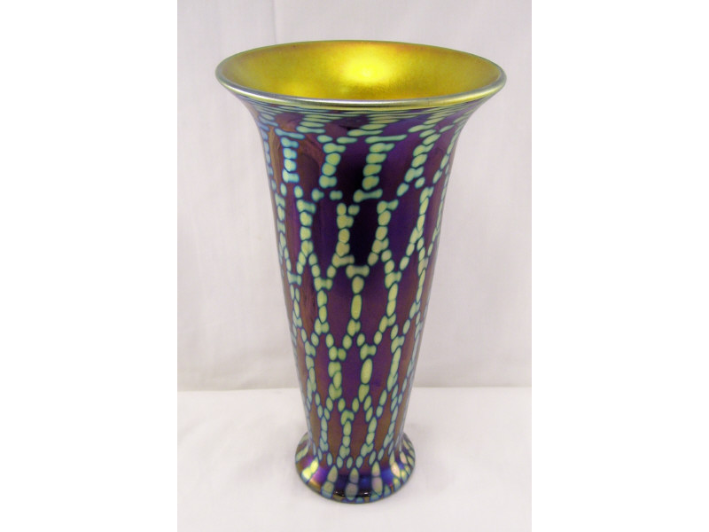 Appraisal: Lundberg Studios Art Glass Vase Cone shaped art glass vase