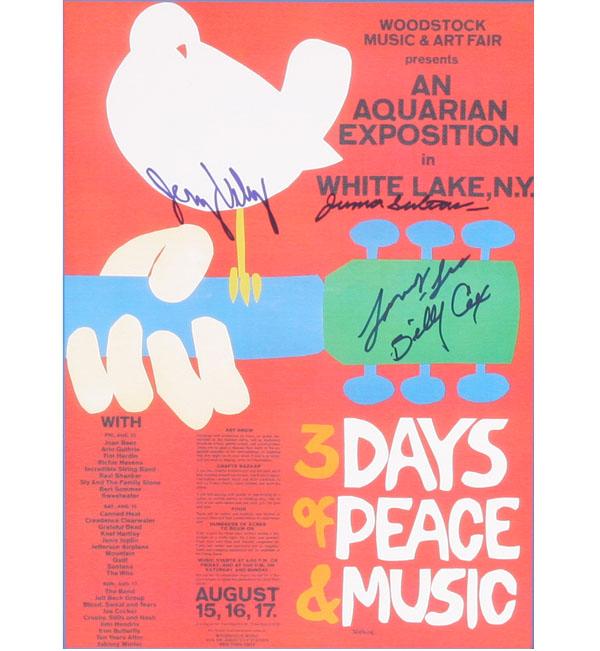 Appraisal: Woodstock poster signed by Billy Cox Larry Lee Juma Sulton