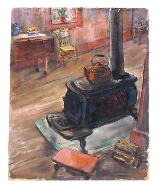 Appraisal: Marion Huse American - My Stove oil on canvas signed