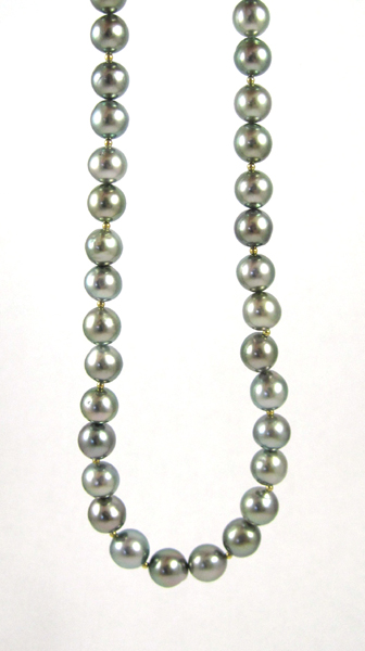 Appraisal: PRINCESS LENGTH BLACK PEARL NECKLACE measuring - inches in length