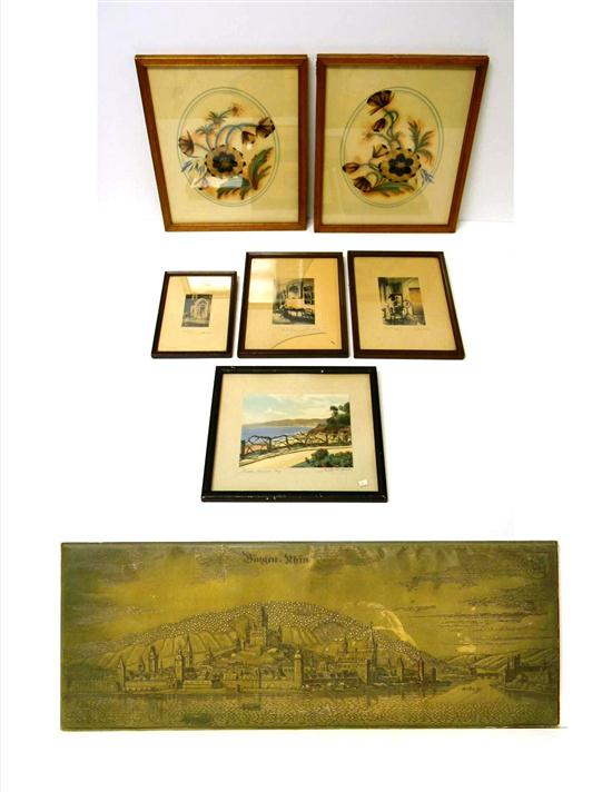 Appraisal: Seven pieces of art four Wallace Nutting type prints signed