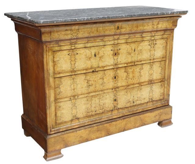 Appraisal: French Louis Philippe period marble-top burlwood commode mid th c