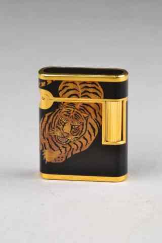 Appraisal: S T DUPONT LIGHTER - TIGER ENAMELLED CASEA true luxury