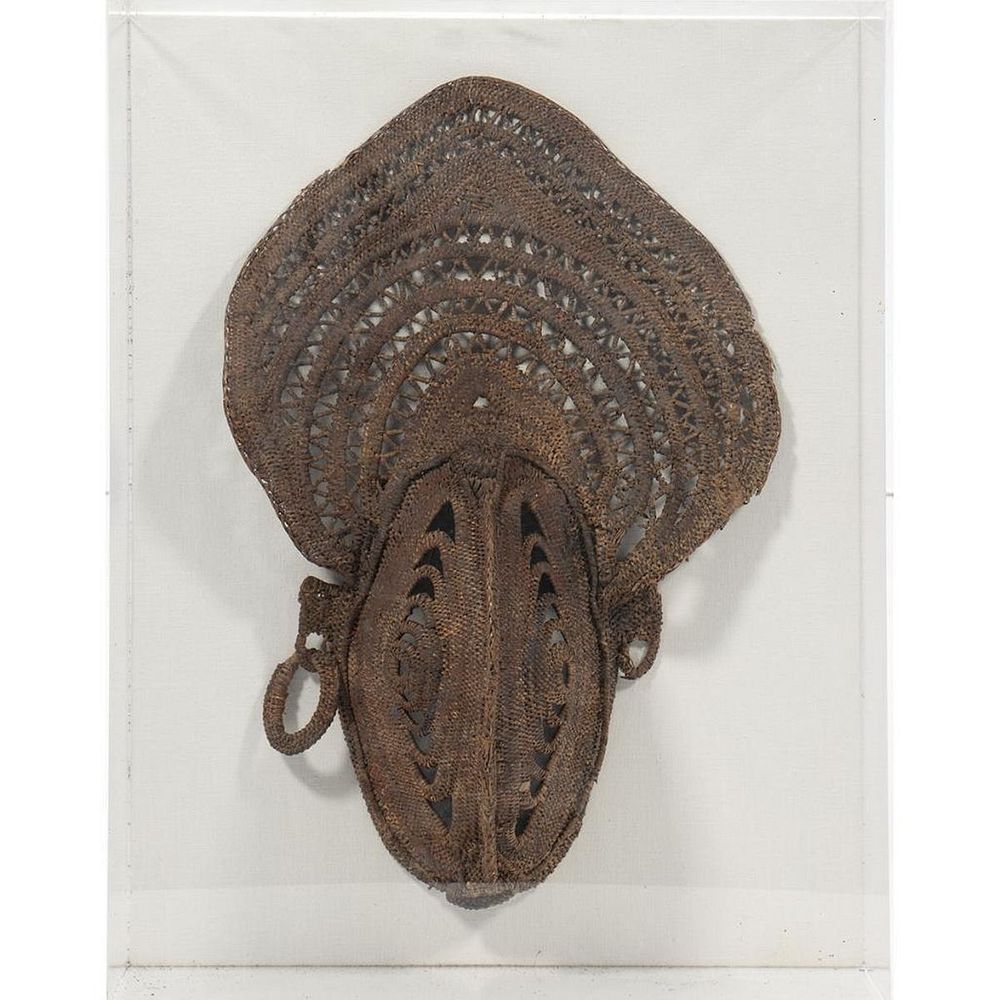 Appraisal: Sepik River Mask Intricately woven Spirit mask in shadow box