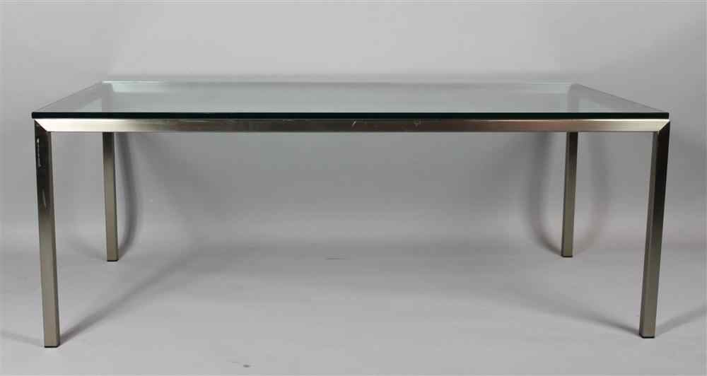 Appraisal: GLASS TOPPED CHROME TABLE removable rectangular glass top flat chrome