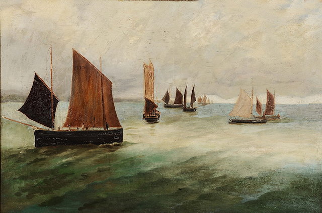 Appraisal: JOYCE CALDWELLSailing vessels off the Cornish coast oils on canvas