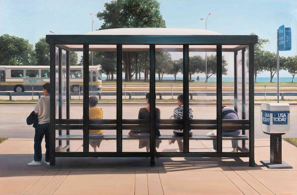 Appraisal: Barbara Frets American b Bus Stop Lake Shore Drive Barbara