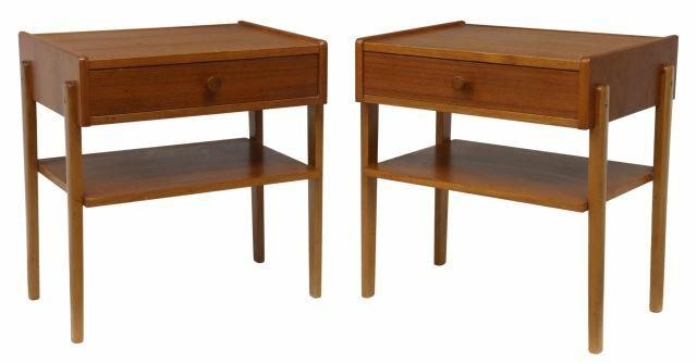 Appraisal: pair Danish mid-century modern teak bedside tables c s having