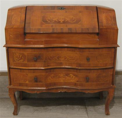 Appraisal: Continental marquetry fall front secretaire H in W in D