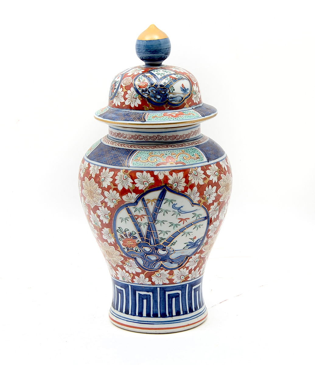 Appraisal: ARITA IMARA LIDDED JAR Lidded Japanese Arita Imari jar having