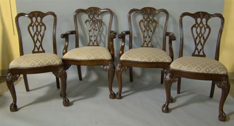 Appraisal: SET OF FIVE CHIPPENDALE STYLE DINING CHAIRS Two arm chairs