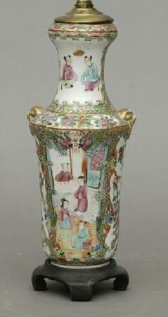 Appraisal: Chinese Export Rose Medallion Porcelain Vase Mounted as a Lamp