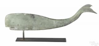 Appraisal: Rare swell bodied copper whale weathervane th c retaining an