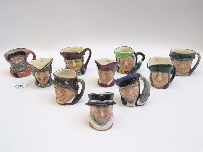 Appraisal: TEN ROYAL DOULTON MINIATURE CHARACTER JUGS Falstaff Sairey Gamp Capt