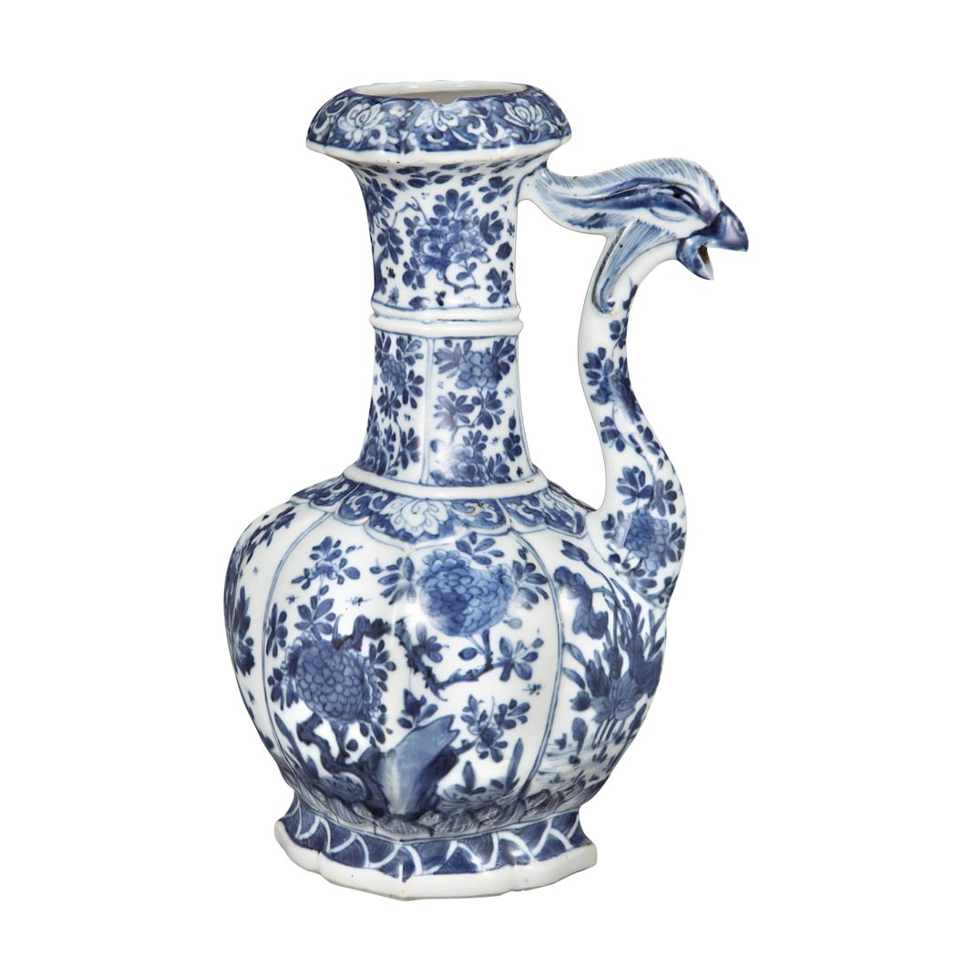 Appraisal: Chinese Blue and White Glazed Porcelain Ewer th Century Of