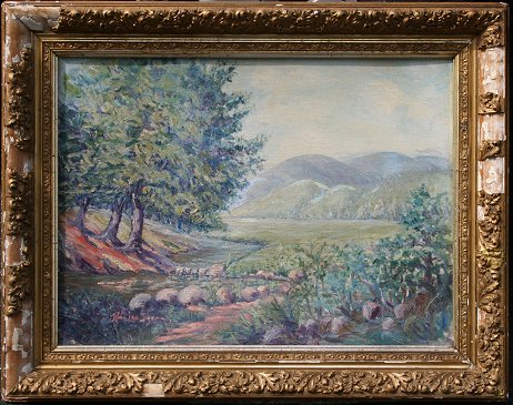 Appraisal: IMPRESSIONIST LANDSCAPE SIGNED RUBY LEE SUGEN OIL CB '' x