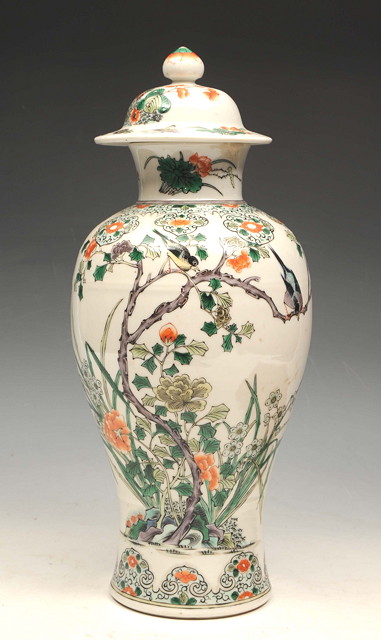 Appraisal: A CHINESE PORCELAIN BALUSTER VASE AND COVER with famille verte