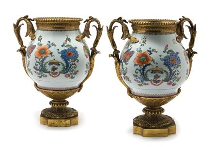 Appraisal: Pair of Louis XVI Style Gilt-Bronze Mounted Samson Porcelain Estimate