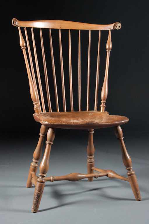 Appraisal: American elmwood Windsor fan-back chair Joseph Henzey Philadelphia PA fourth