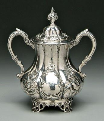 Appraisal: Virginia coin silver sugar urn lobed pear form with dome