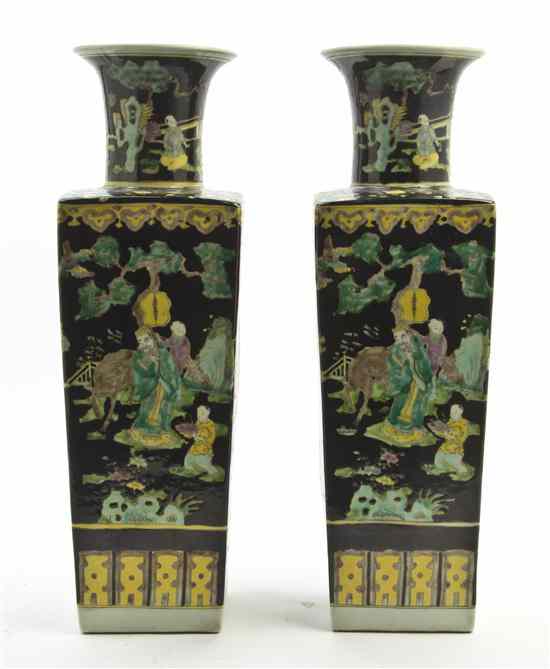 Appraisal: A Pair of Chinese Porcelain Famille Noir Baluster Vases of