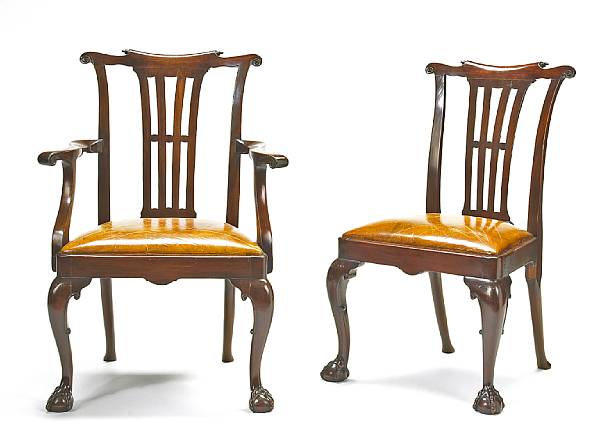 Appraisal: A set of eight George II style mahogany dining chairs