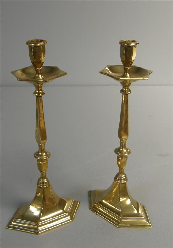 Appraisal: Pair of French brass candlesticks th century of baluster form