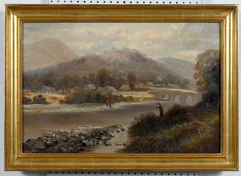 Appraisal: Edward Priestly British th th Fisherman on a River signed