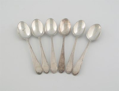 Appraisal: A set of six George III feather edge teaspoons by