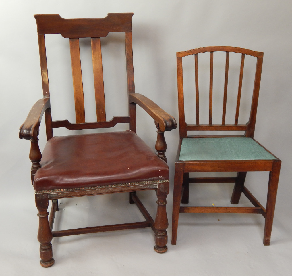 Appraisal: A large mahogany open armchair and a Georgian side chair