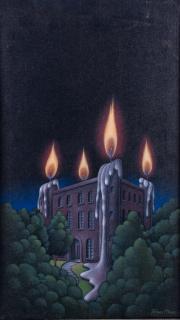 Appraisal: Roger Hane Candle Building Acrylic On Canvas Roger Hane America