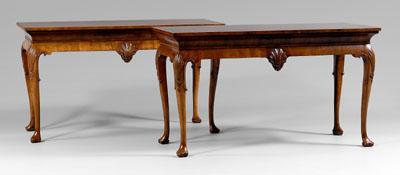 Appraisal: Fine pair Irish Chippendale style walnut pier tables each with