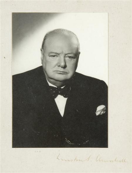 Appraisal: Churchill Sir Winston Spencer Signed photographic portrait approx cm by