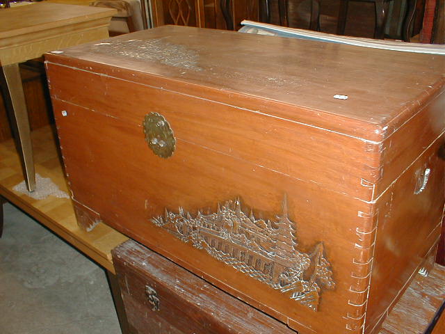 Appraisal: A carved camphor wood blanket chest and another