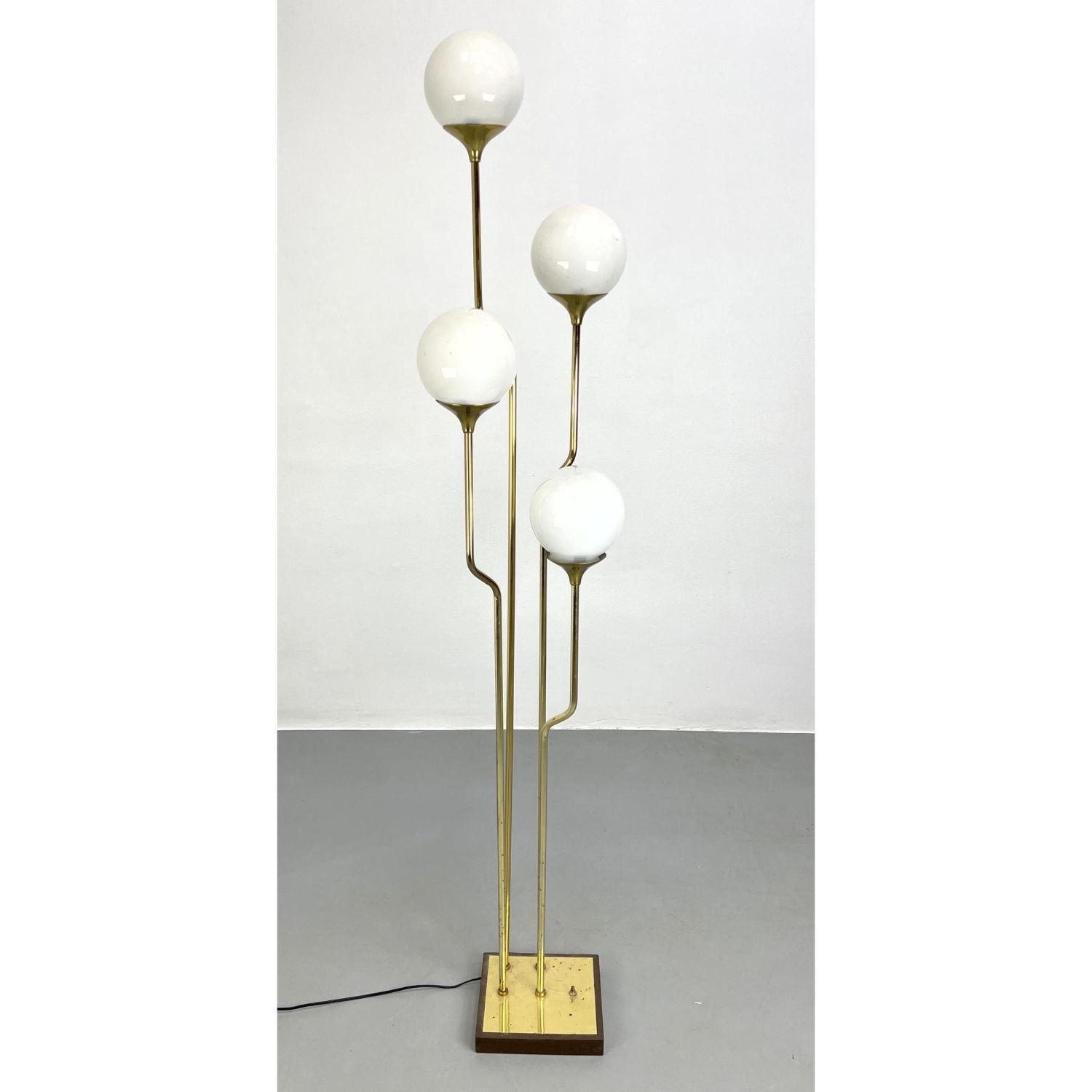 Appraisal: Mid Century Modern Arm Floor Lamp with Glass Ball Shades