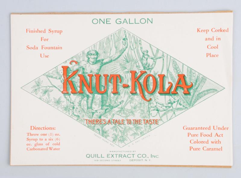 Appraisal: Knut -Kola Soda One Gallon Label This great label depicts