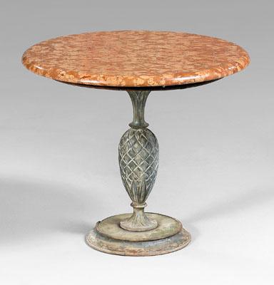 Appraisal: Painted marble-top side table circular rosso antico marble top on