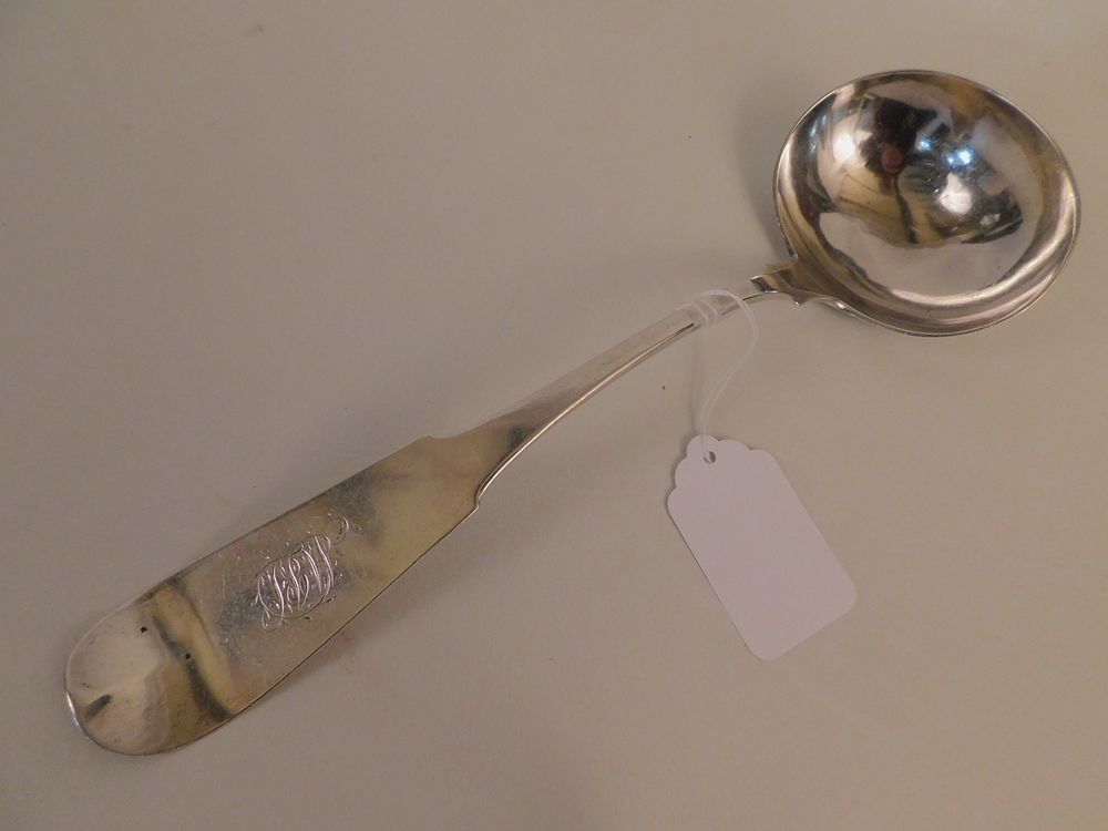 Appraisal: LARGE COIN SILVER LADLE - KENDRICK Large coin silver punch