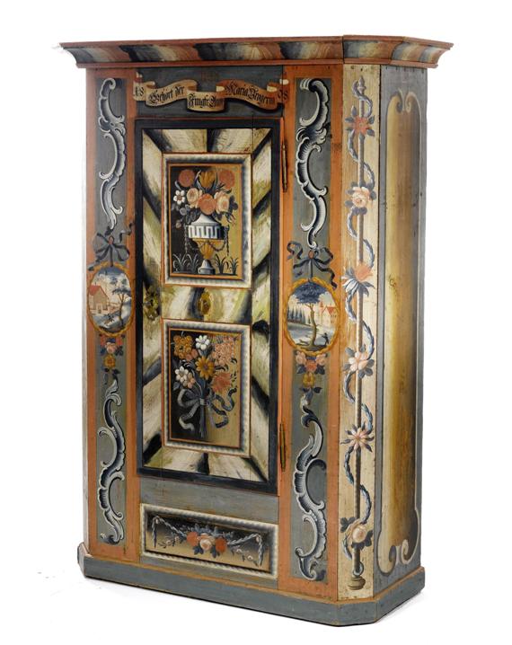 Appraisal: PAINTED CABINET Conrad Starck Appenzell dat and inscribed GEH RT