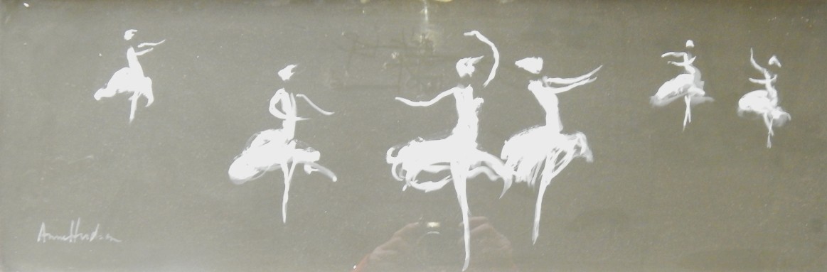 Appraisal: Anne Hudson Six ballet dancers body colour on black paper