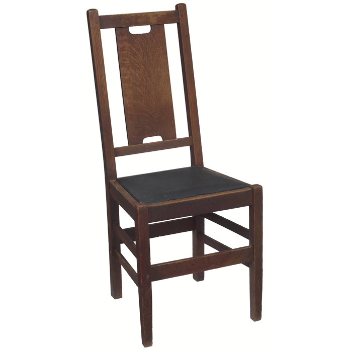 Appraisal: Gustav Stickley side chair H back form