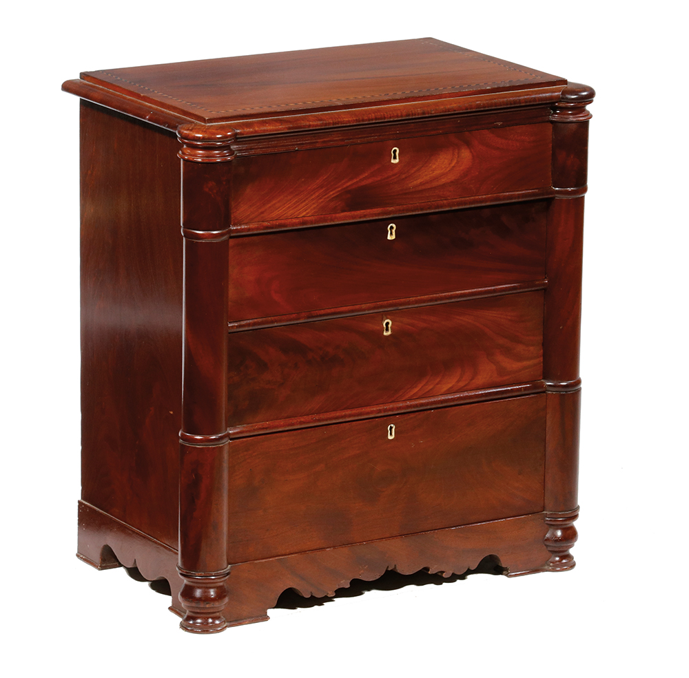 Appraisal: TH C EMPIRE BIEDERMEIER SEWING CABINET Sewing Cabinet in austere