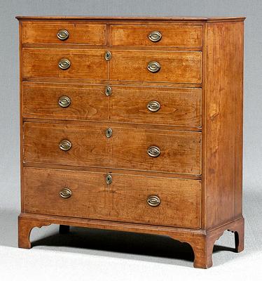 Appraisal: North Carolina inlaid tall chest walnut with yellow pine secondary